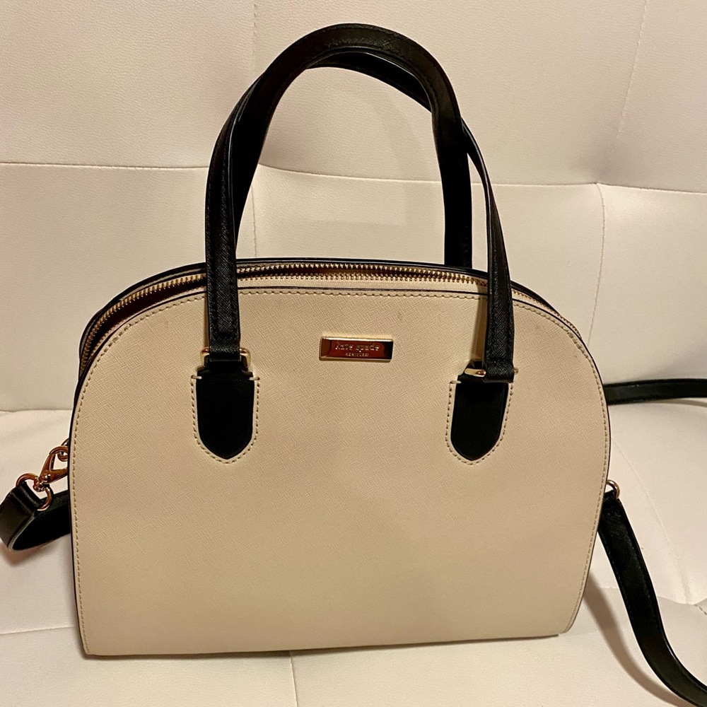 Kate Spade Reiley Handbag Satchel Tote Beige/Black